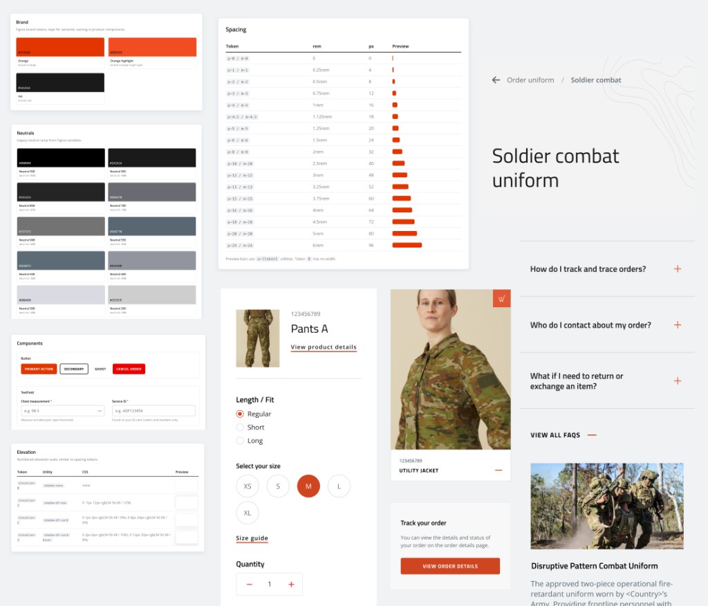Overview of the Garrison design system with tokens, spacing, and component layouts