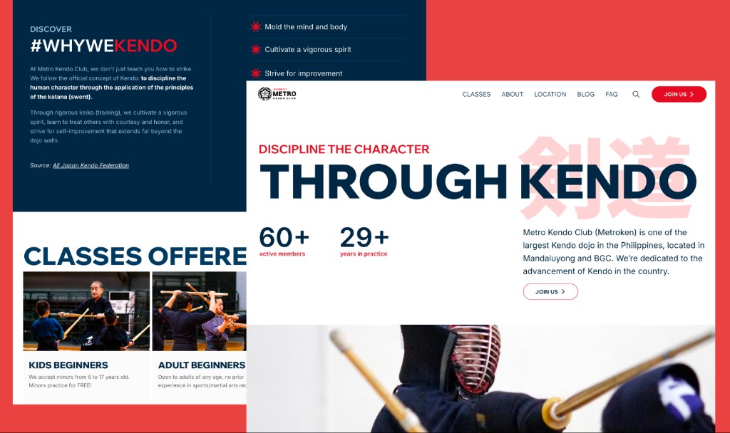 Metro Kendo Club website and brand preview